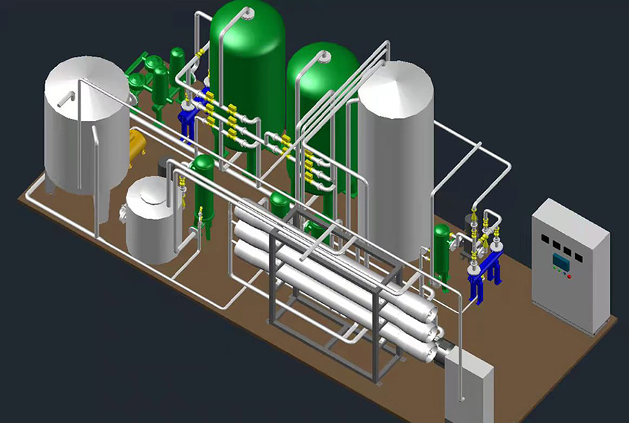3d 20ft containerized water treatment diagram